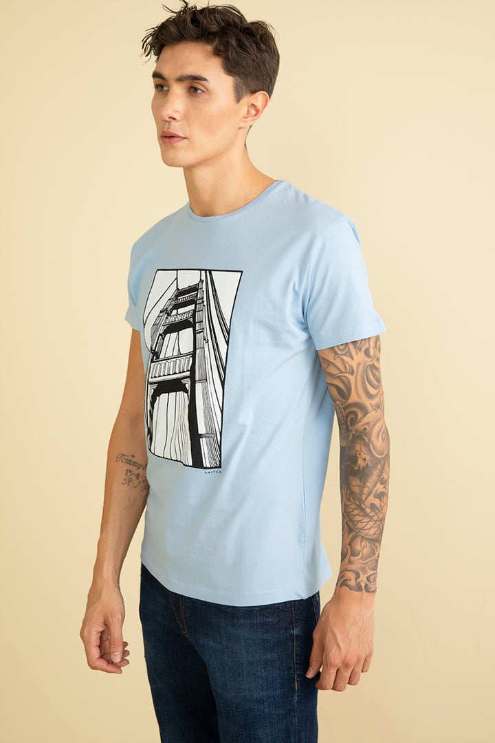 Bridge Sky Blue Graphic T-Shirt - SNITCH