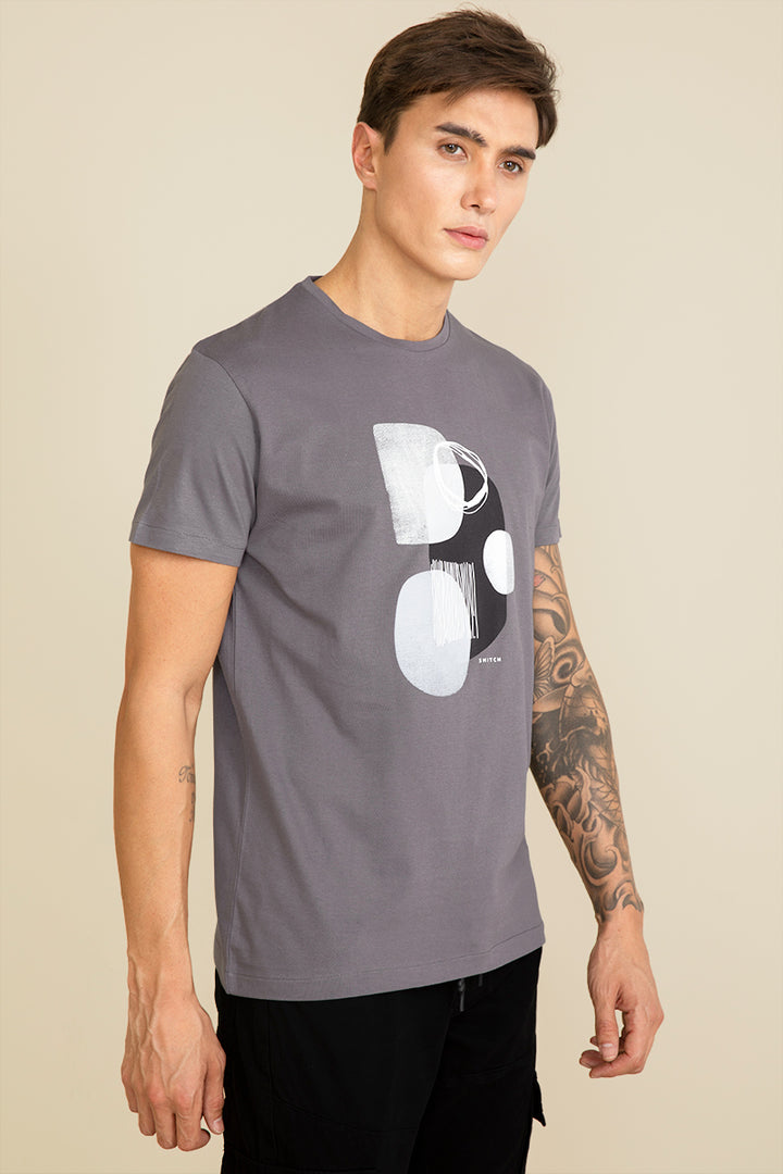 Stone Abstract Grey Graphic T-shirt - SNITCH