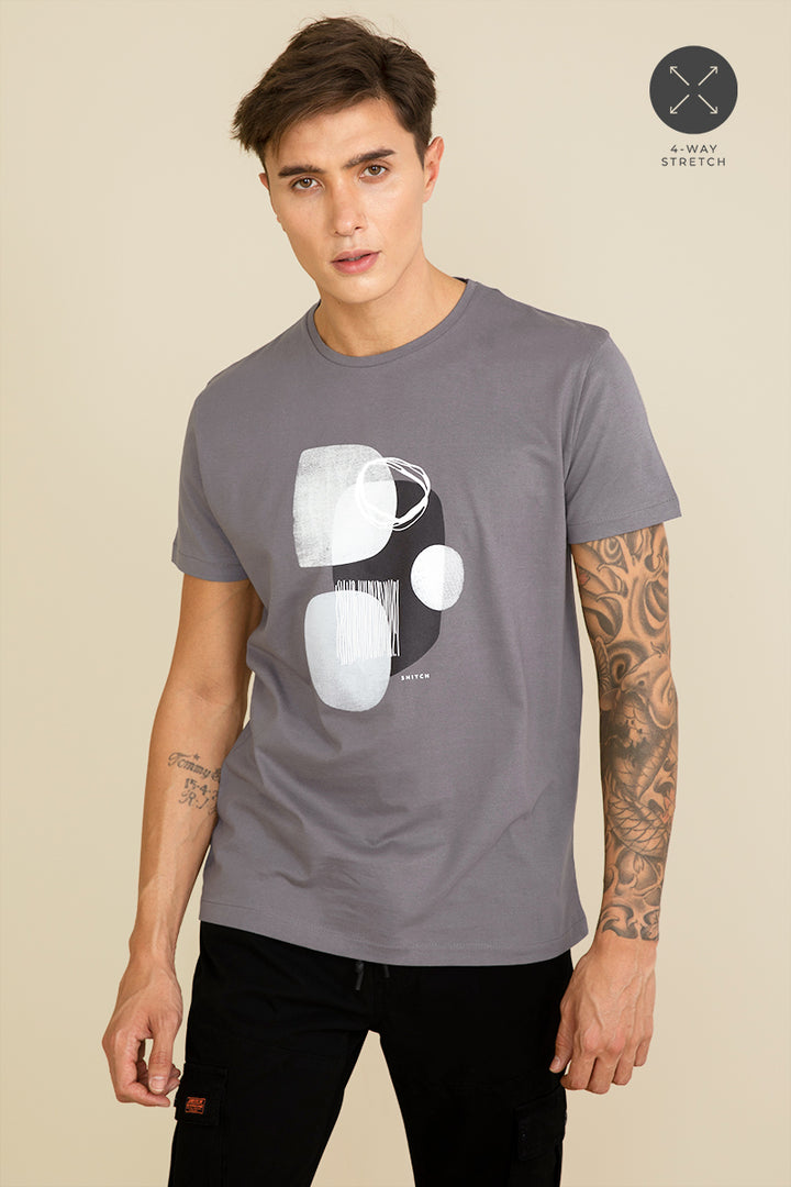 Stone Abstract Grey Graphic T-shirt - SNITCH