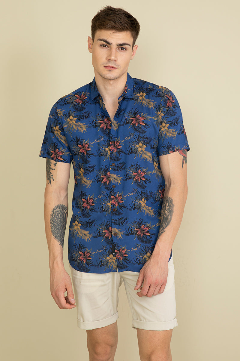 Tropical Blue Rayon Shirt - SNITCH