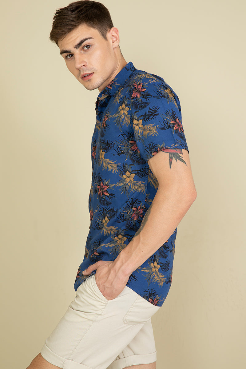 Tropical Blue Rayon Shirt - SNITCH