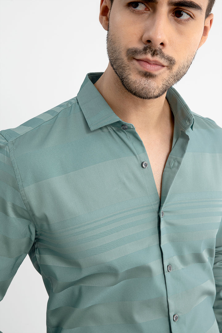 Self Stripe Green Shirt - SNITCH