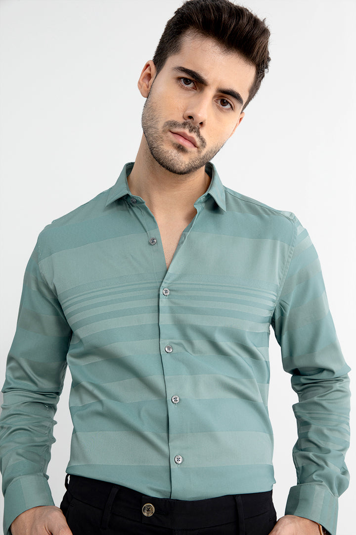 Self Stripe Green Shirt - SNITCH