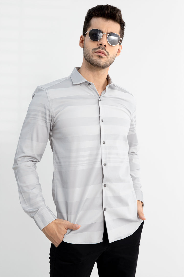 Self Stripe Grey Shirt - SNITCH