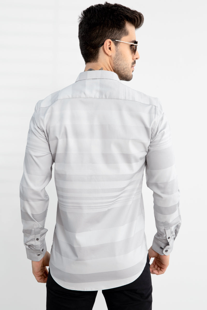 Self Stripe Grey Shirt - SNITCH