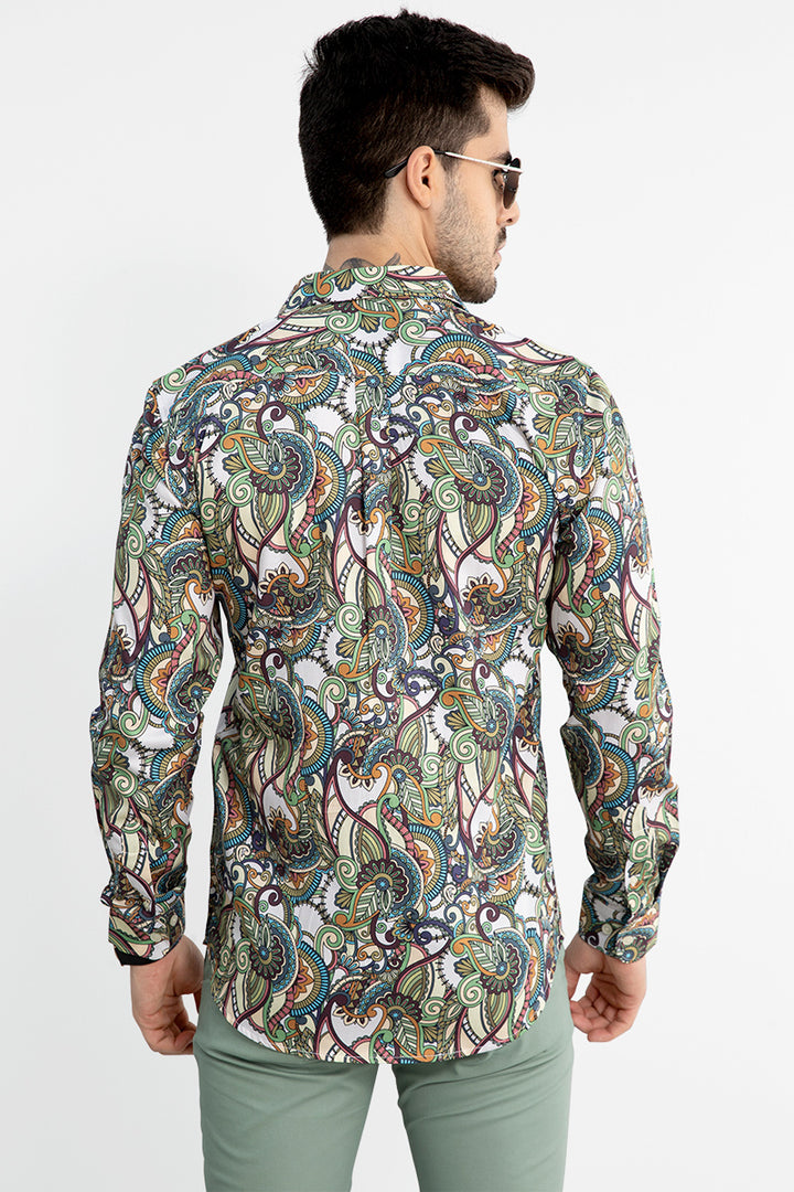 Ornamental Paisley Beige Shirt - SNITCH