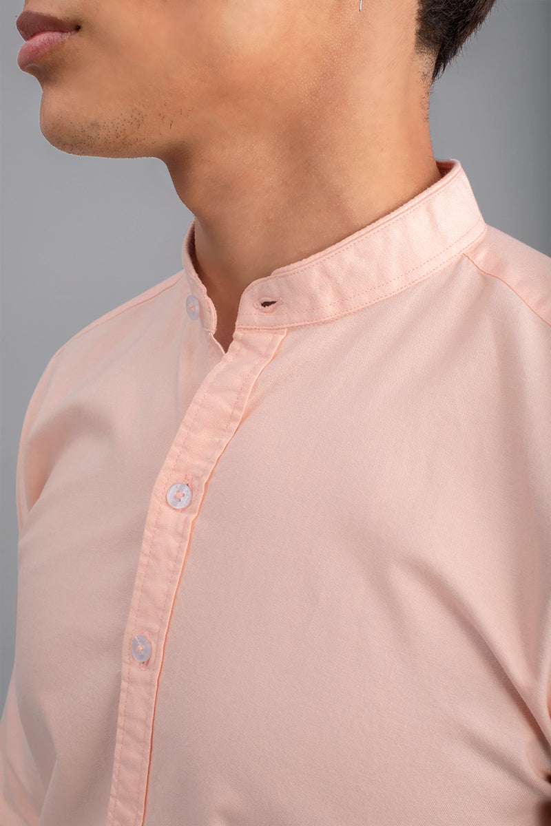 Oxford Peach Mandarin Shirt - SNITCH