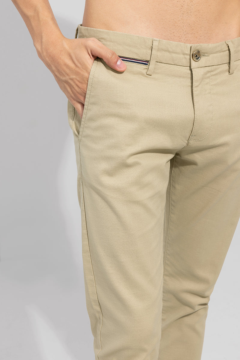 Fine Khaki Linen Pant