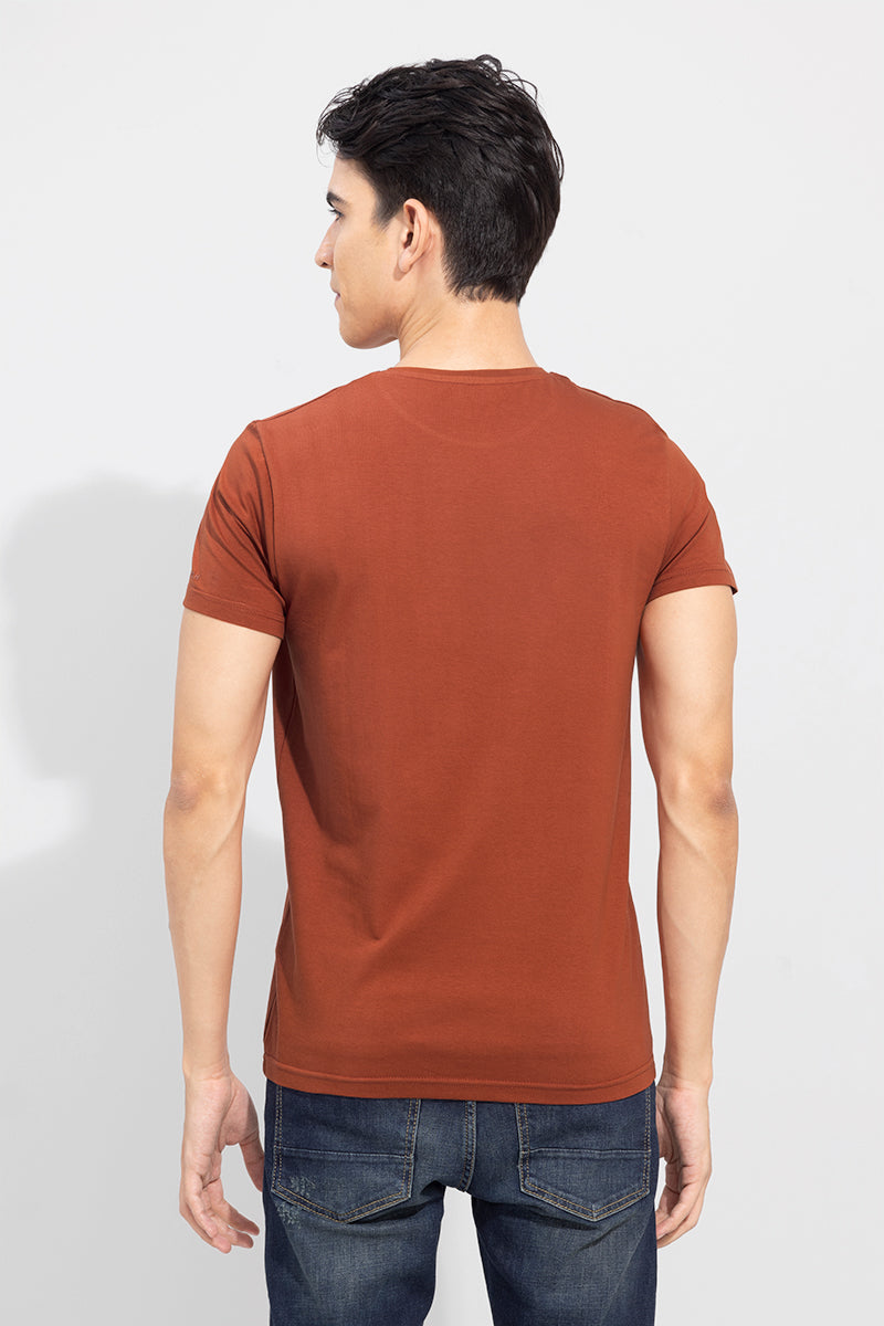 Rustic Red Solid 4 Way Stretch Crew Neck T-Shirt