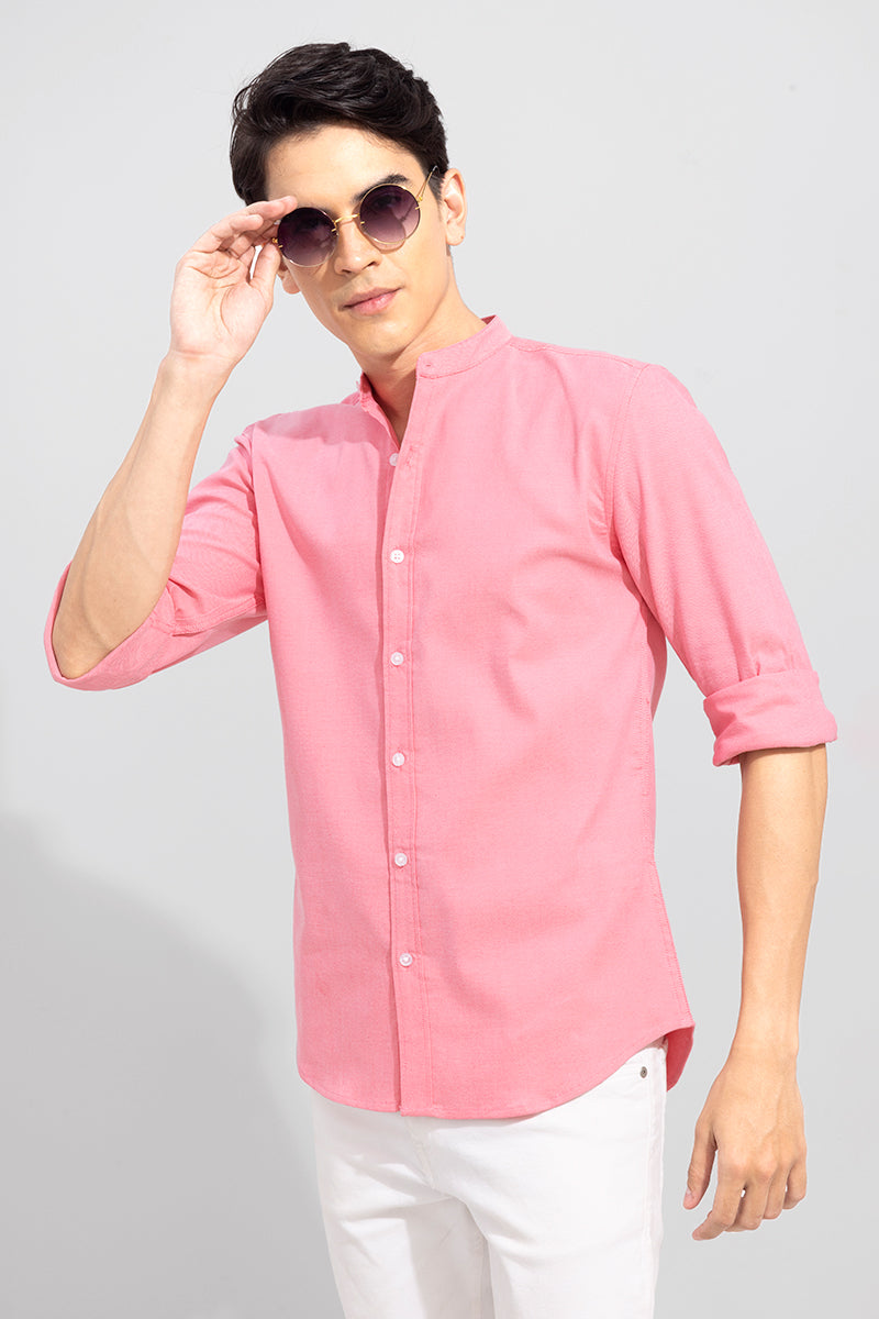 Standup Collar Flamingo Pink Shirt