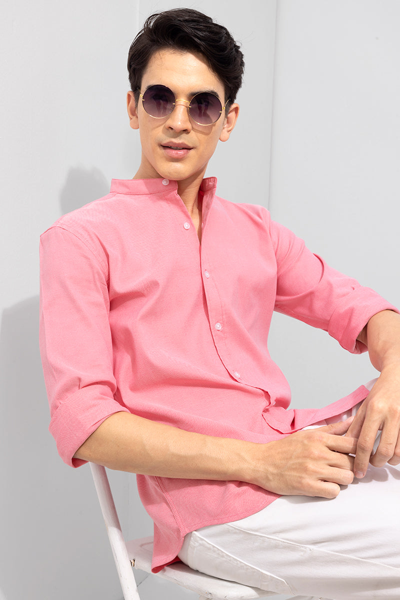 Standup Collar Flamingo Pink Shirt