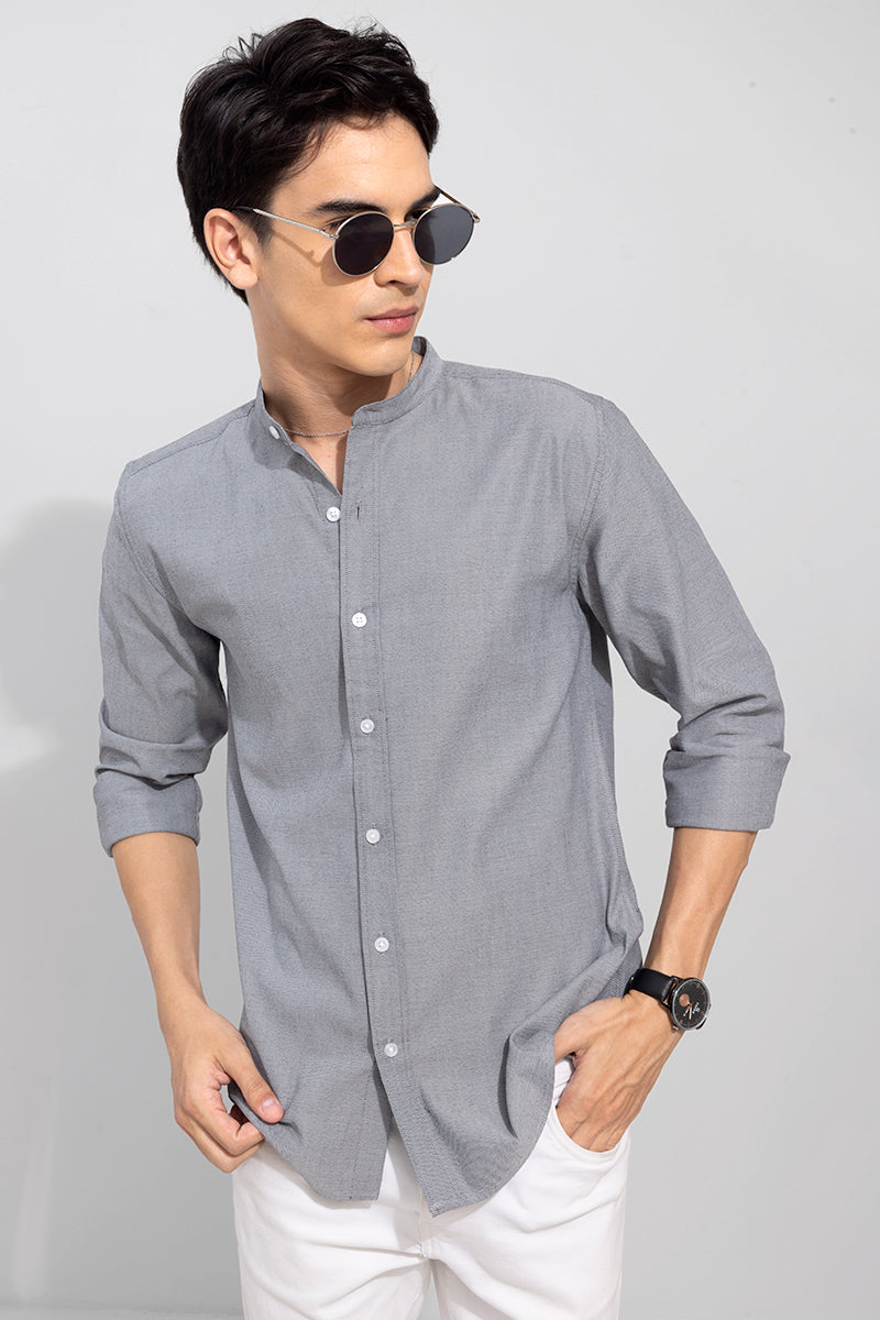 Standup Collar Grey Shirt