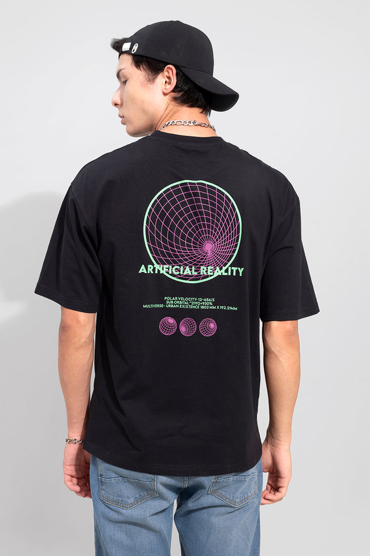 Artificial Reality Black Oversized T-Shirt