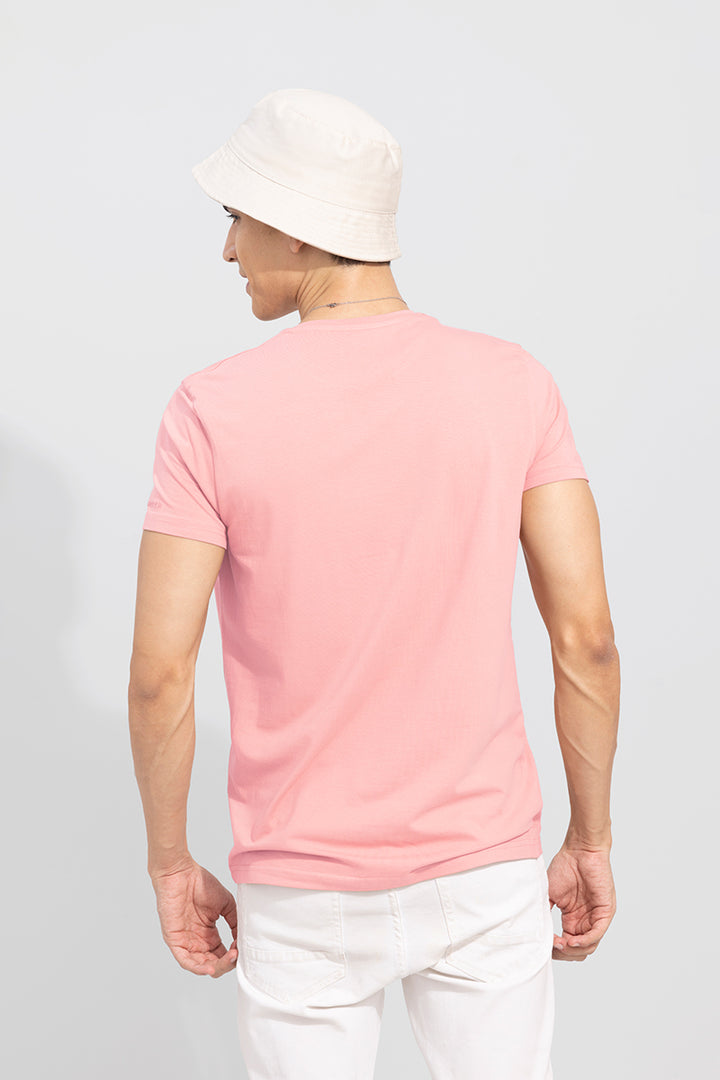 Rose Pink Solid 4 Way Stretch Crew Neck T-Shirt