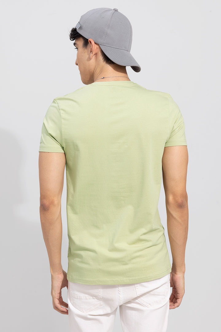 Tea Green Solid 4 Way Stretch Crew Neck T-Shirt