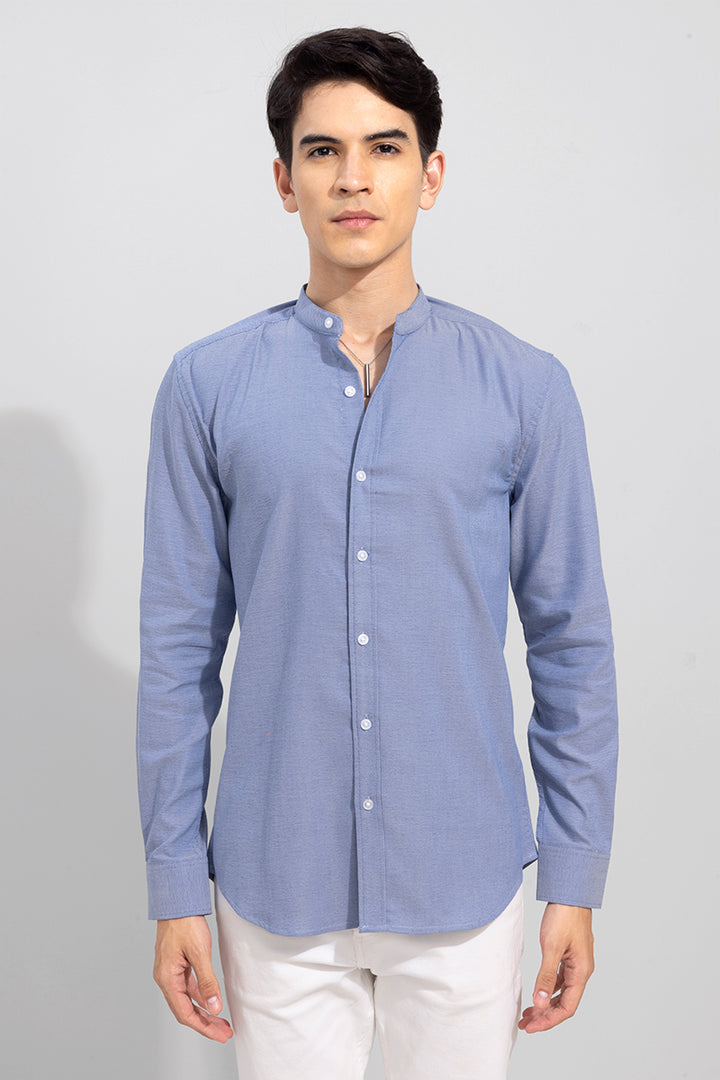 Standup Collar Aqua Blue Shirt