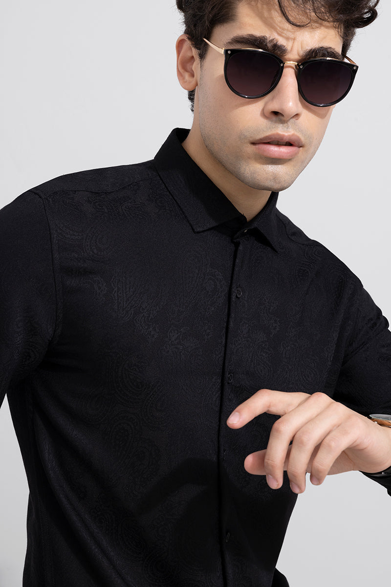 Modern Paisley Black Jacquard Shirt