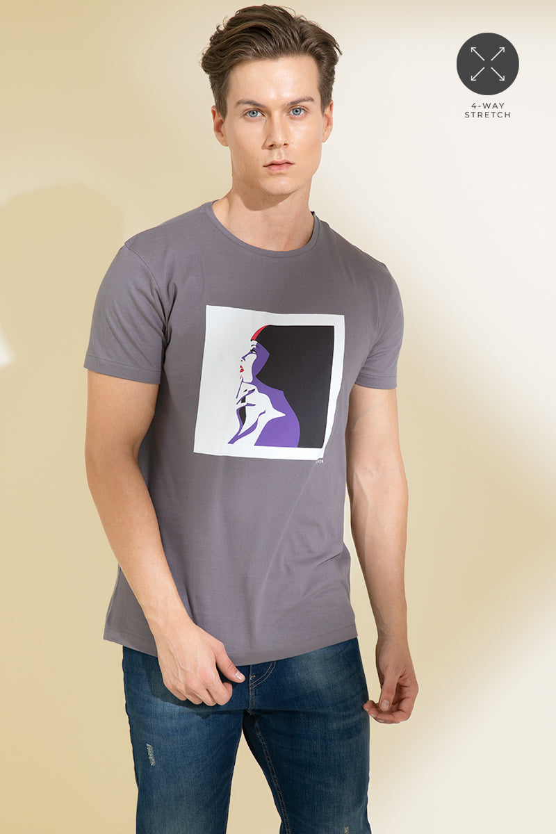 Ladypop Grey Graphic T-Shirt - SNITCH
