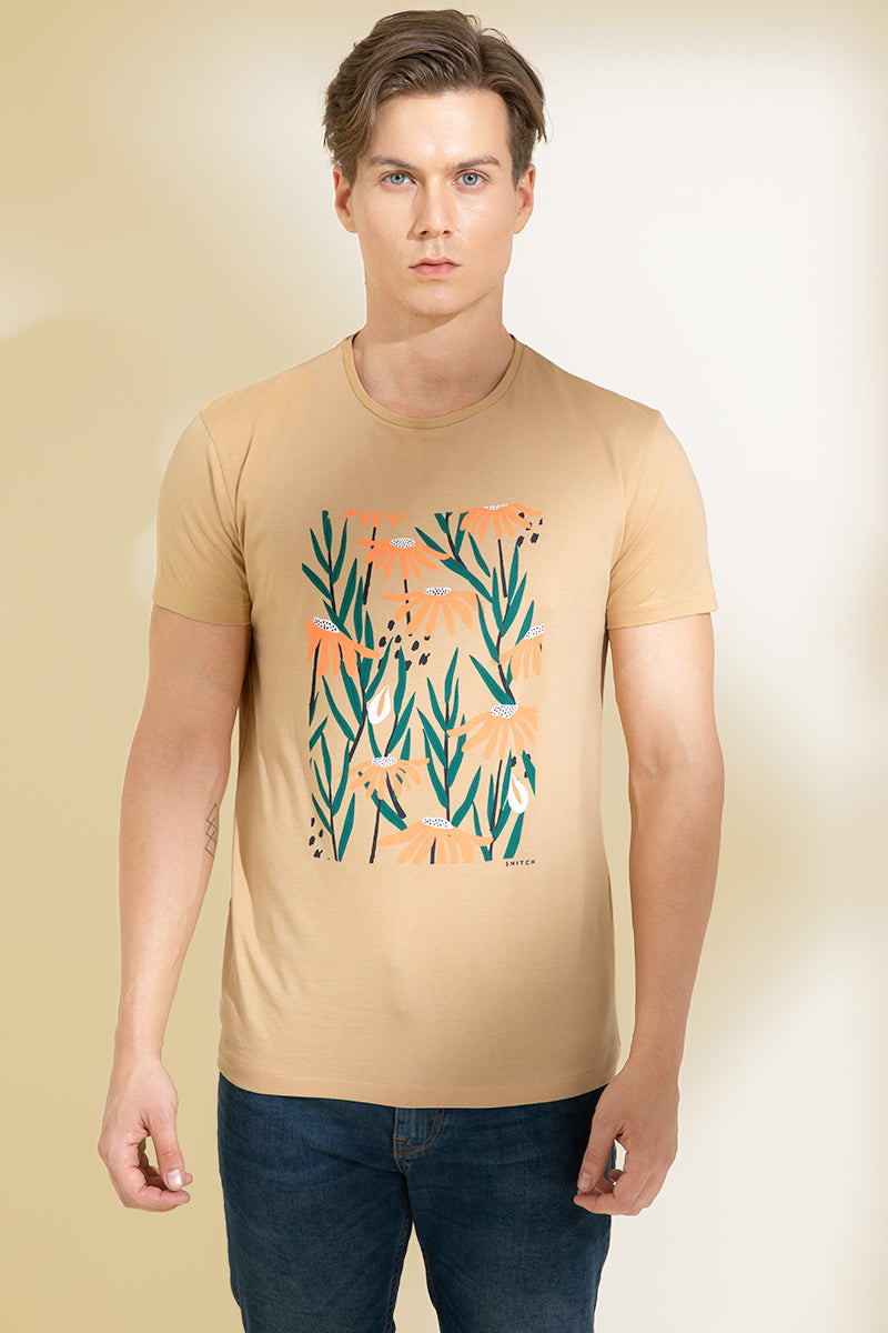 Daffodil Sand Beige Graphic T-Shirt - SNITCH
