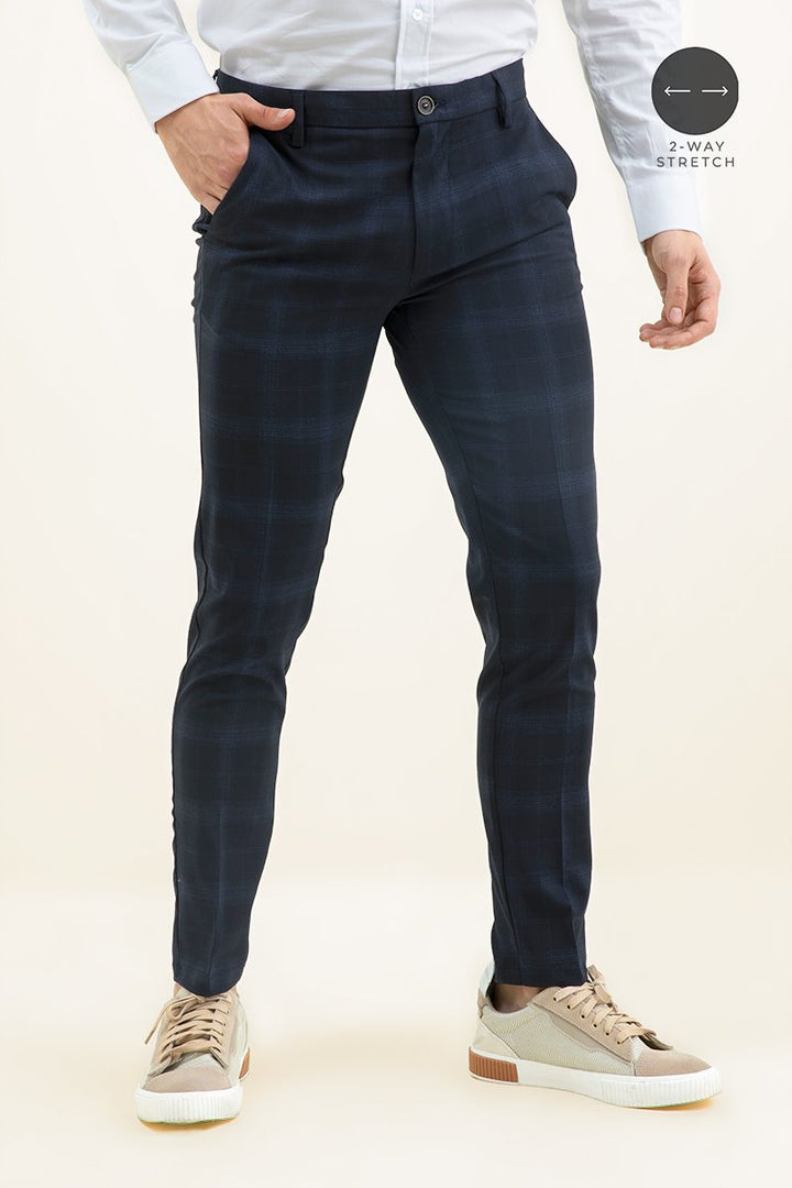 Formal Grey & Blue Trouser - SNITCH