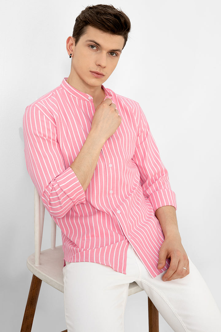 Mao Stripe Pink Shirt - SNITCH