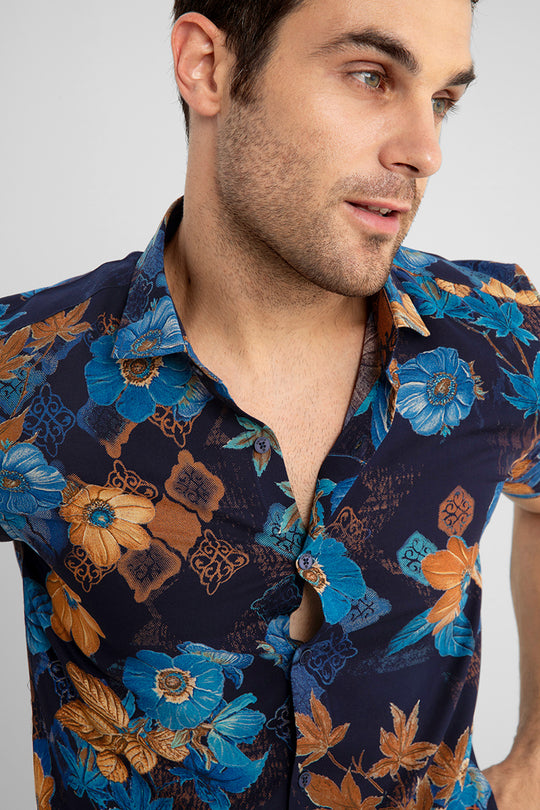 Buy Men's Fig Leaf Blue Shirt Online | SNITCH