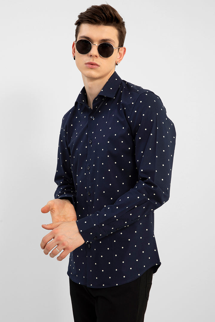 Mini Polka Dot Navy Shirt - SNITCH