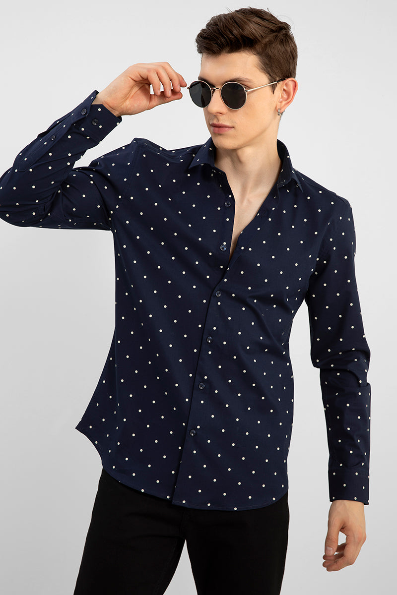 Mini Polka Dot Navy Shirt - SNITCH