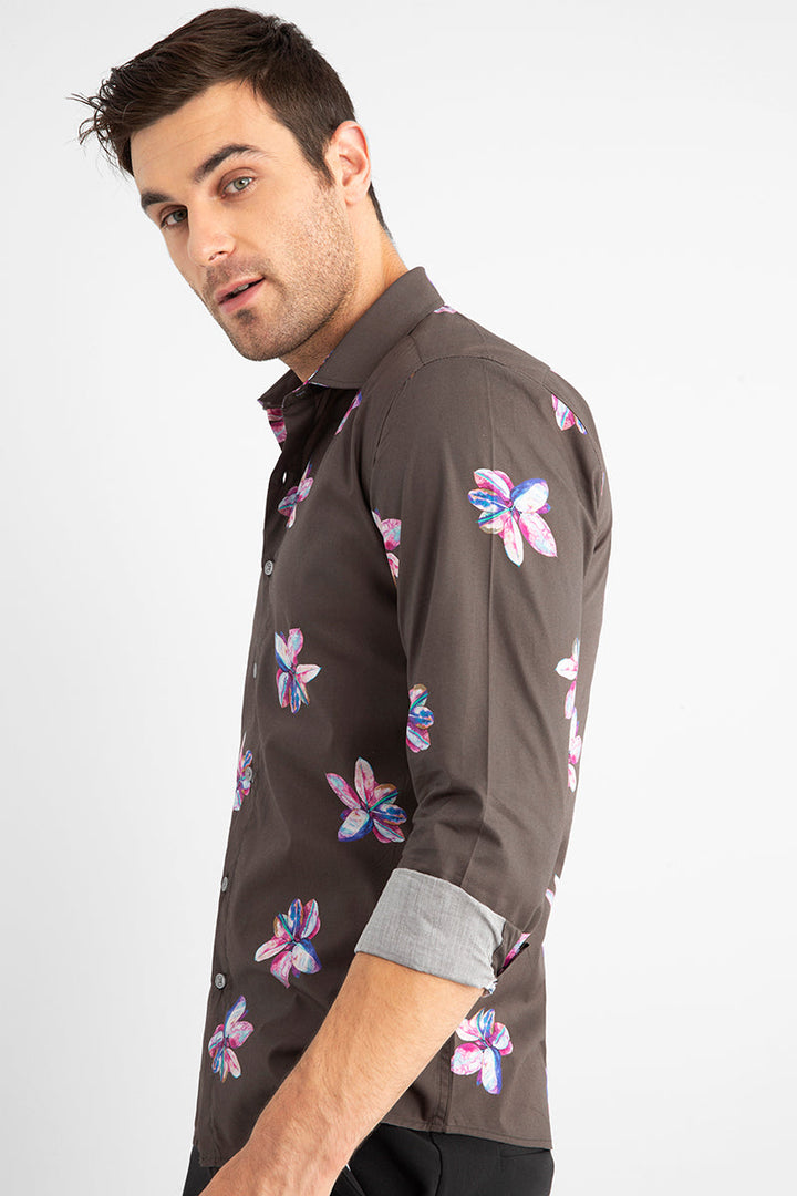Oriental Lilly Brown Shirt - SNITCH