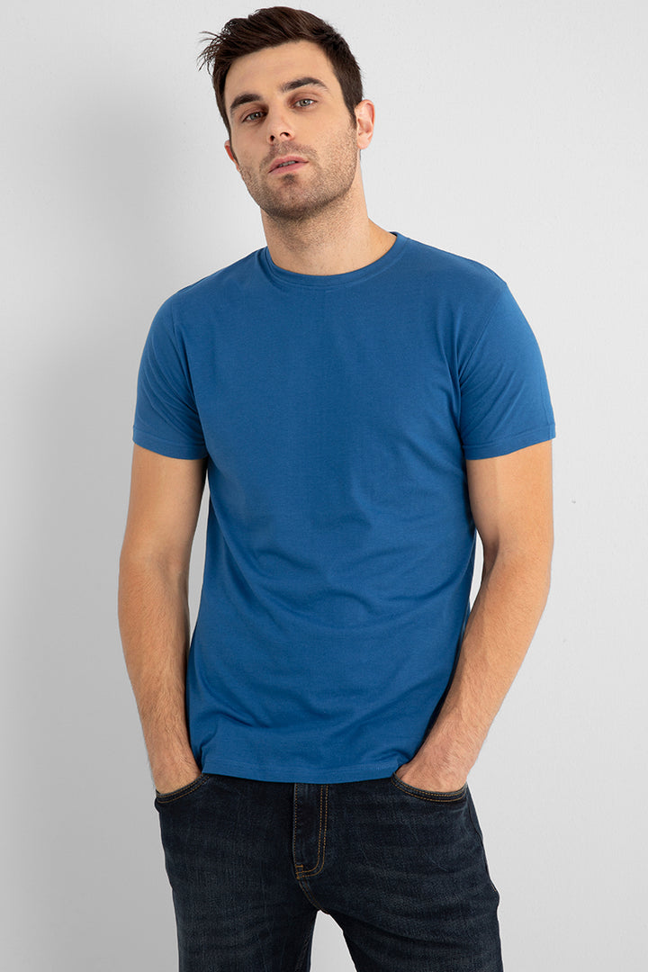 Basic Cobalt Blue Supima Cotton T-Shirt - SNITCH
