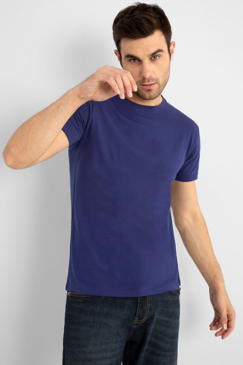 Basic Midnight Blue Supima Cotton T-Shirt - SNITCH