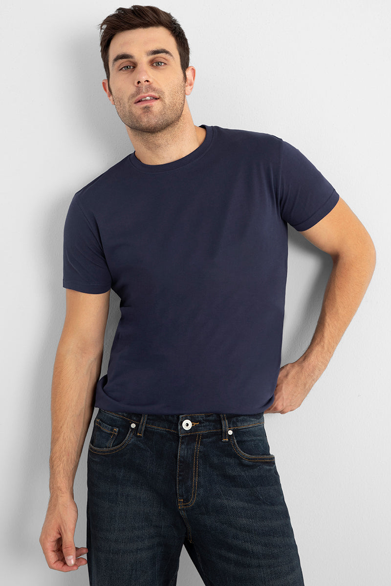Basic Navy Supima Cotton T-Shirt - SNITCH
