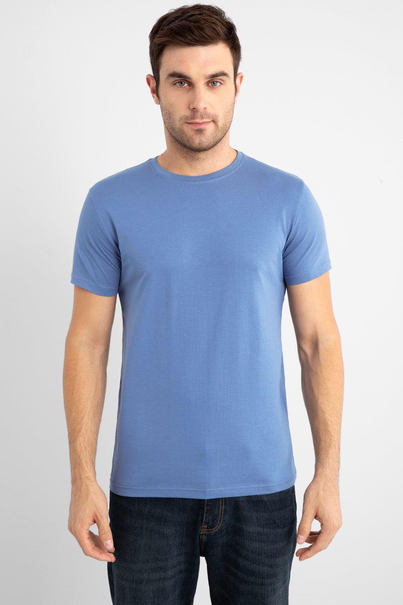 Basic Teal Blue Supima Cotton T Shirt SNITCH