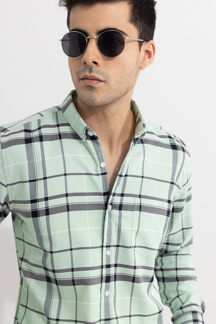 Buy Men's Vintage Check Pista Green Shirt Online | SNITCH