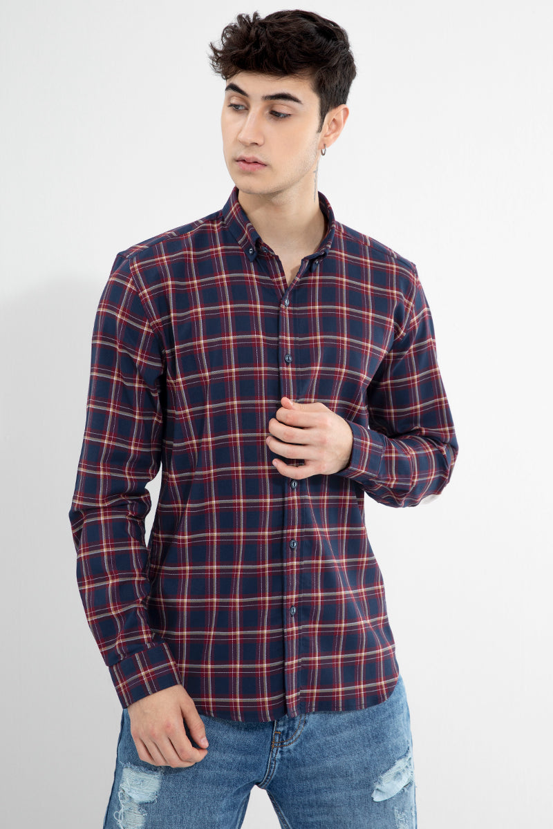 Elbow Patch Maroon Shirt - SNITCH