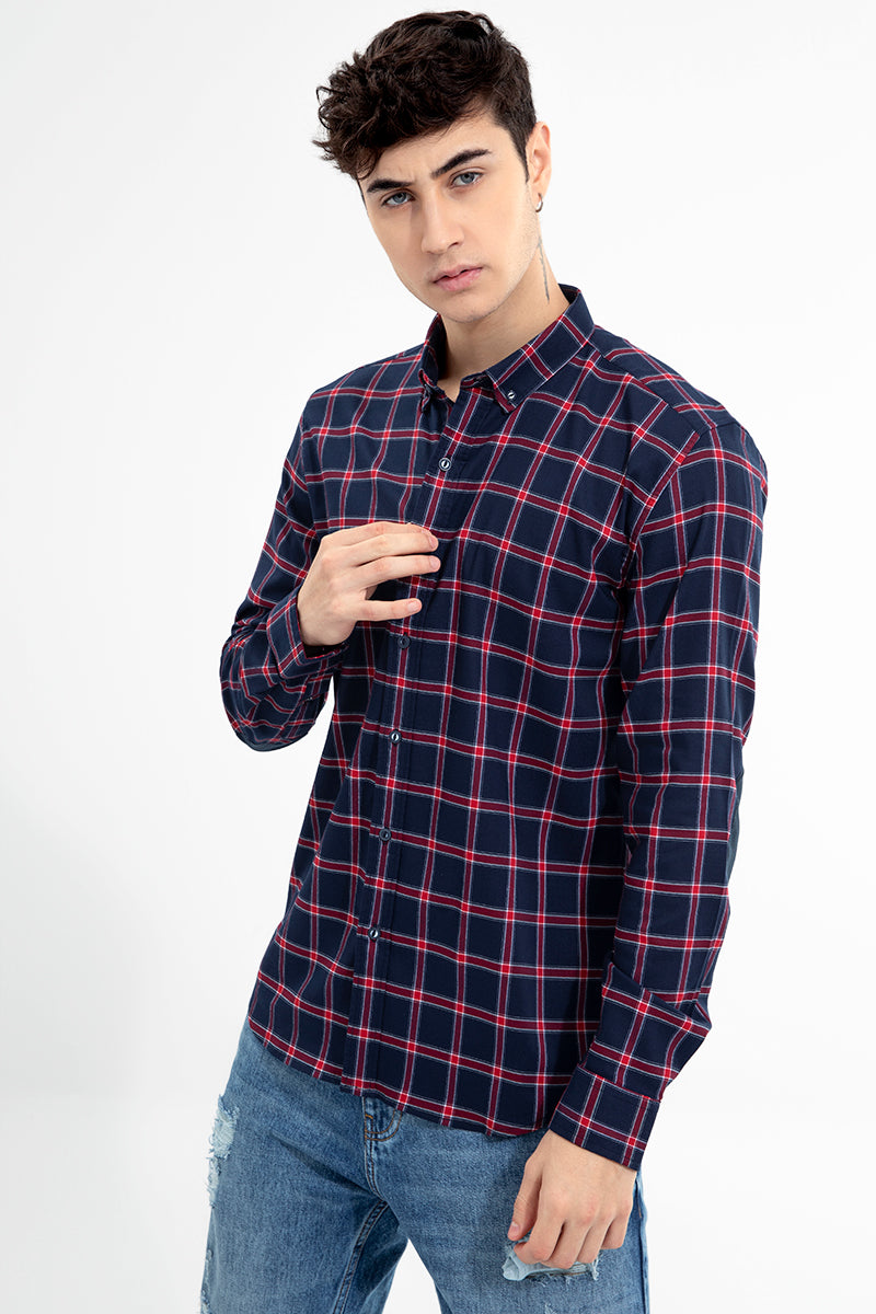 Elbow Patch Navy Shirt - SNITCH