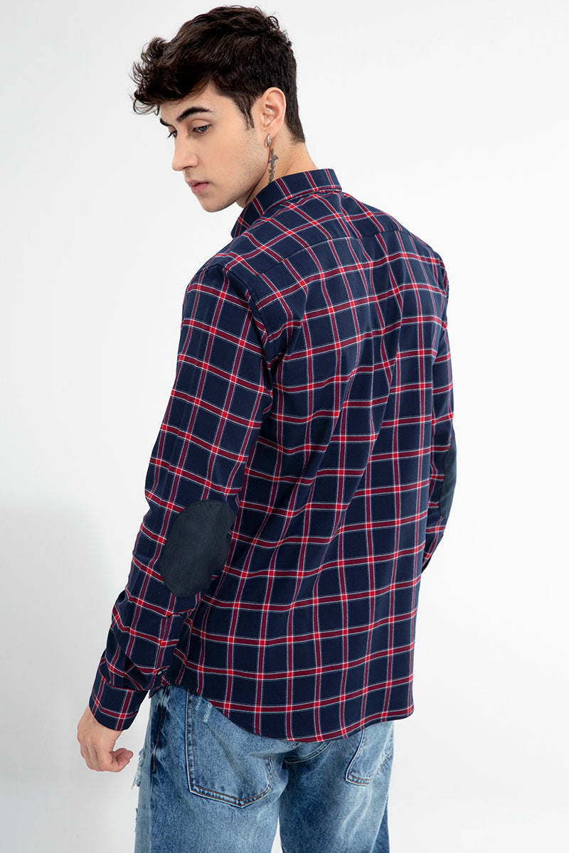 Elbow Patch Navy Shirt - SNITCH