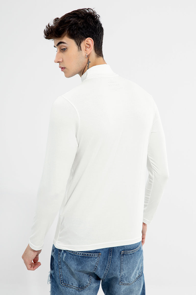 High Neck White T-Shirt - SNITCH