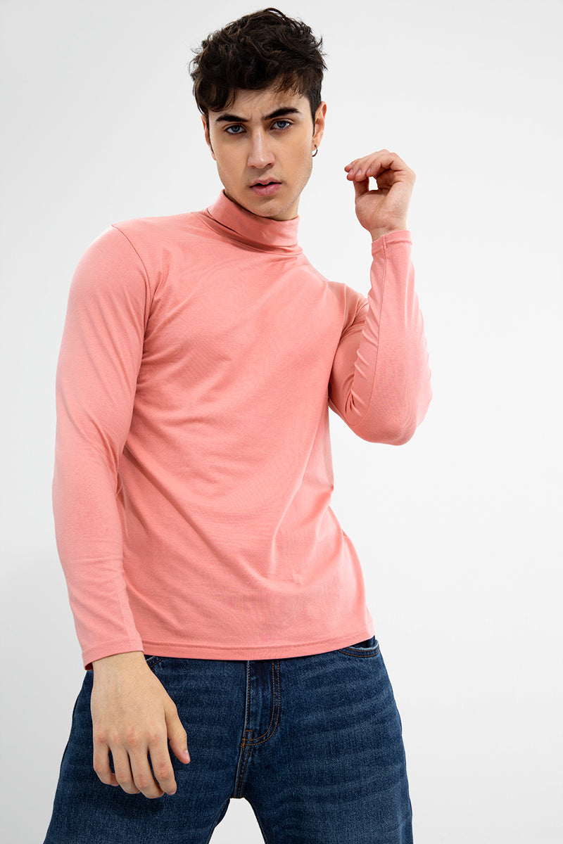 High Neck Pink T-Shirt - SNITCH