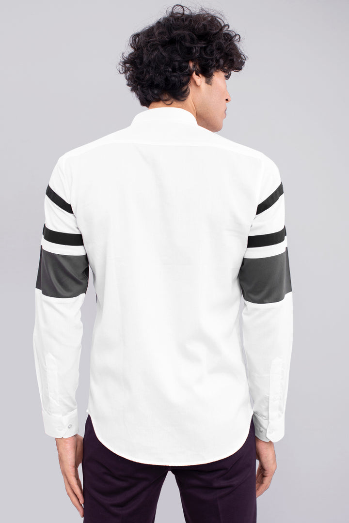 White Black Horizontal Stripe Shirt - SNITCH