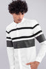 White Black Horizontal Stripe Shirt - SNITCH