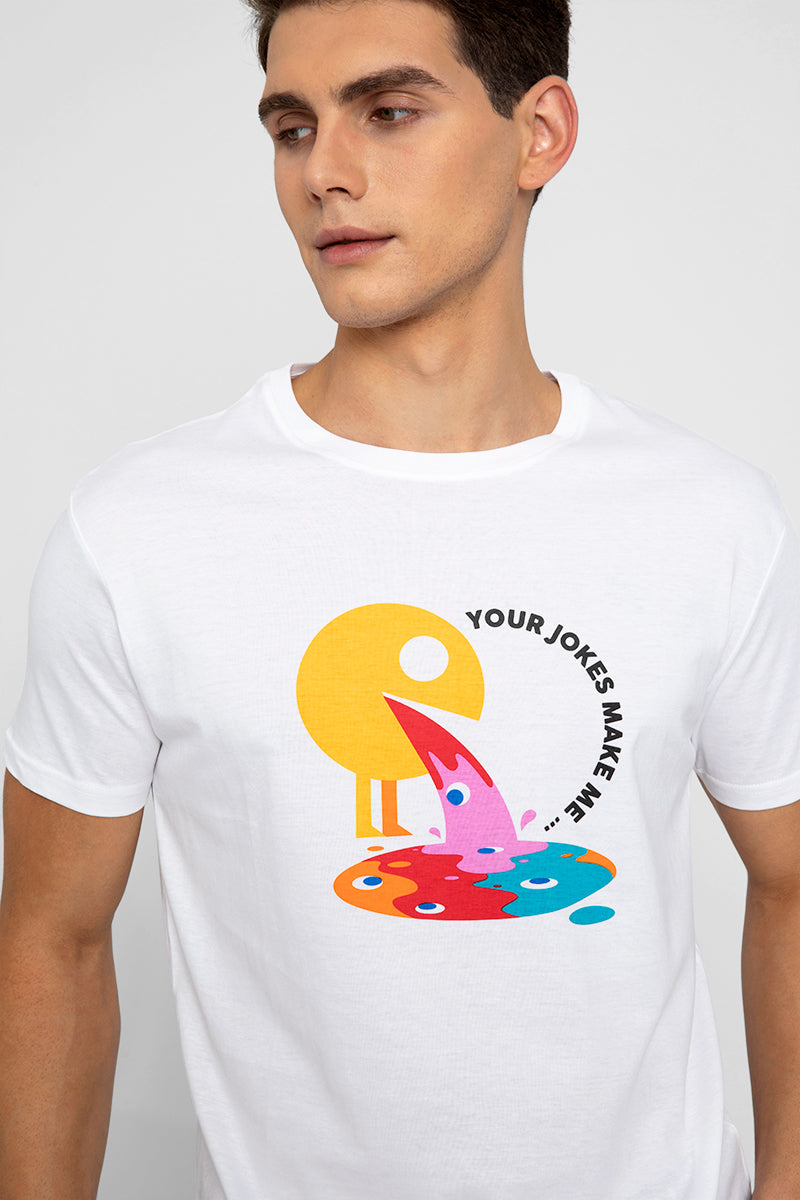 Puking Pacman White T-Shirt - SNITCH