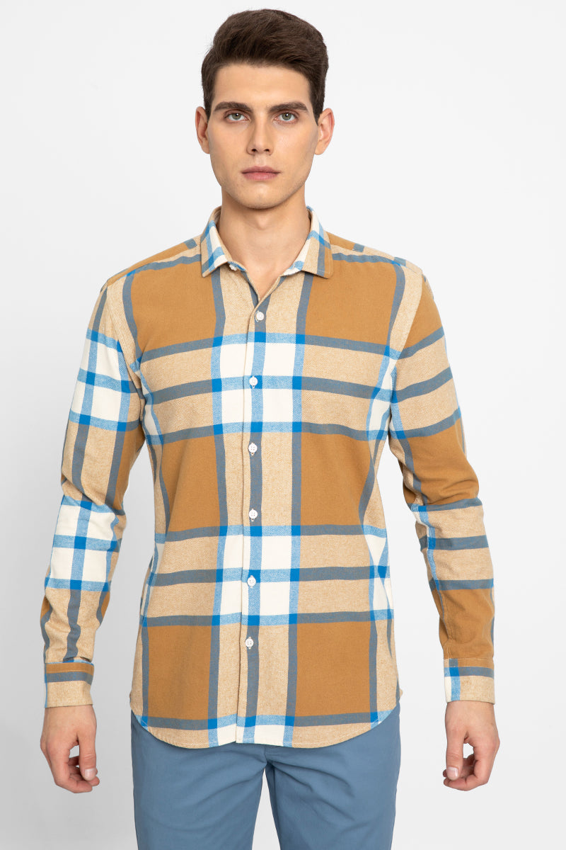 Block Flannel Mustard Shirt - SNITCH