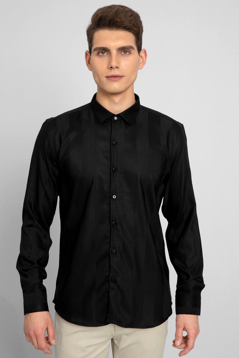 Glint Lyocell Black Shirt - SNITCH