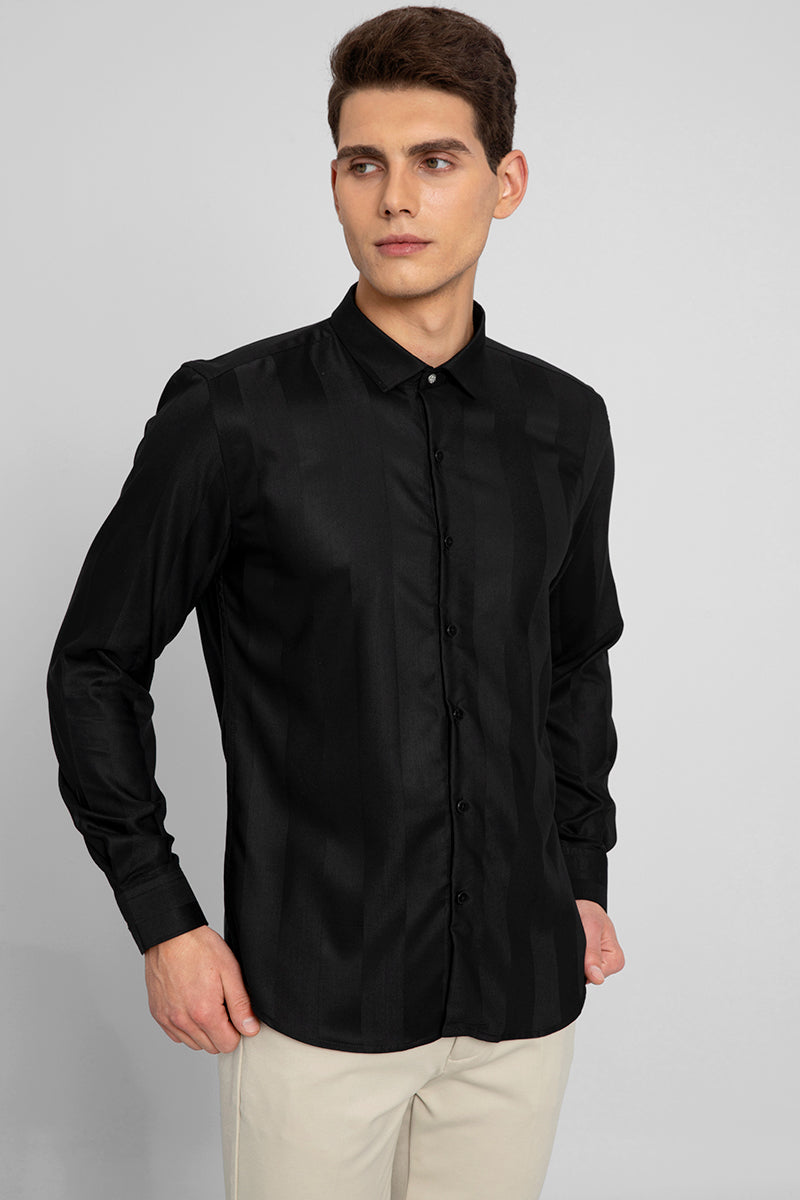 Glint Lyocell Black Shirt - SNITCH