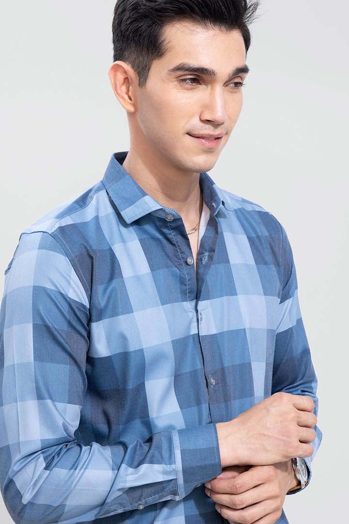 Monochrome Blue Checks Shirt