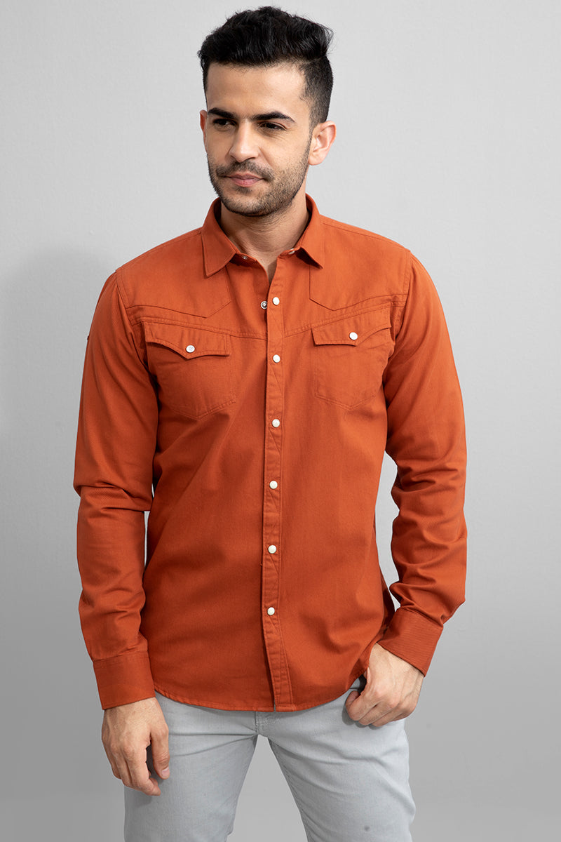 Quintuple Rustic Orange Shirt - SNITCH
