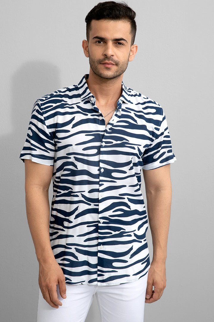 Grevy Zebra Print Navy Shirt - SNITCH