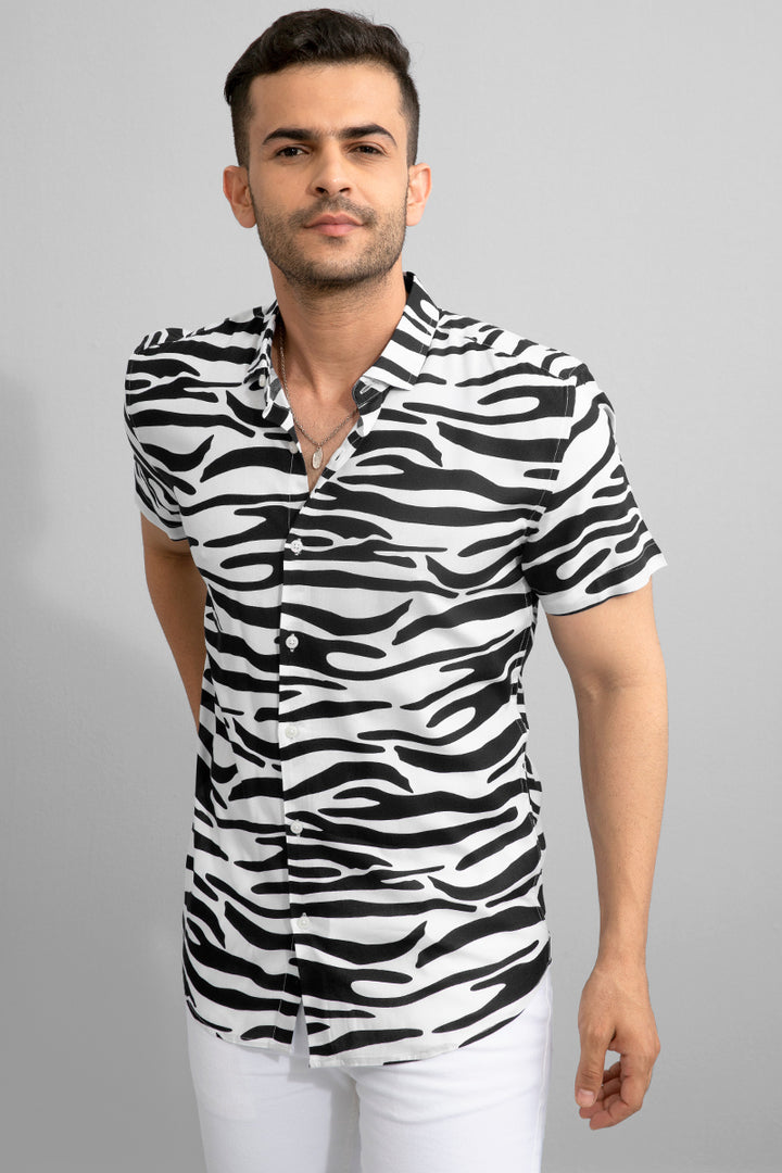 Grevy Zebra Print Black Shirt - SNITCH