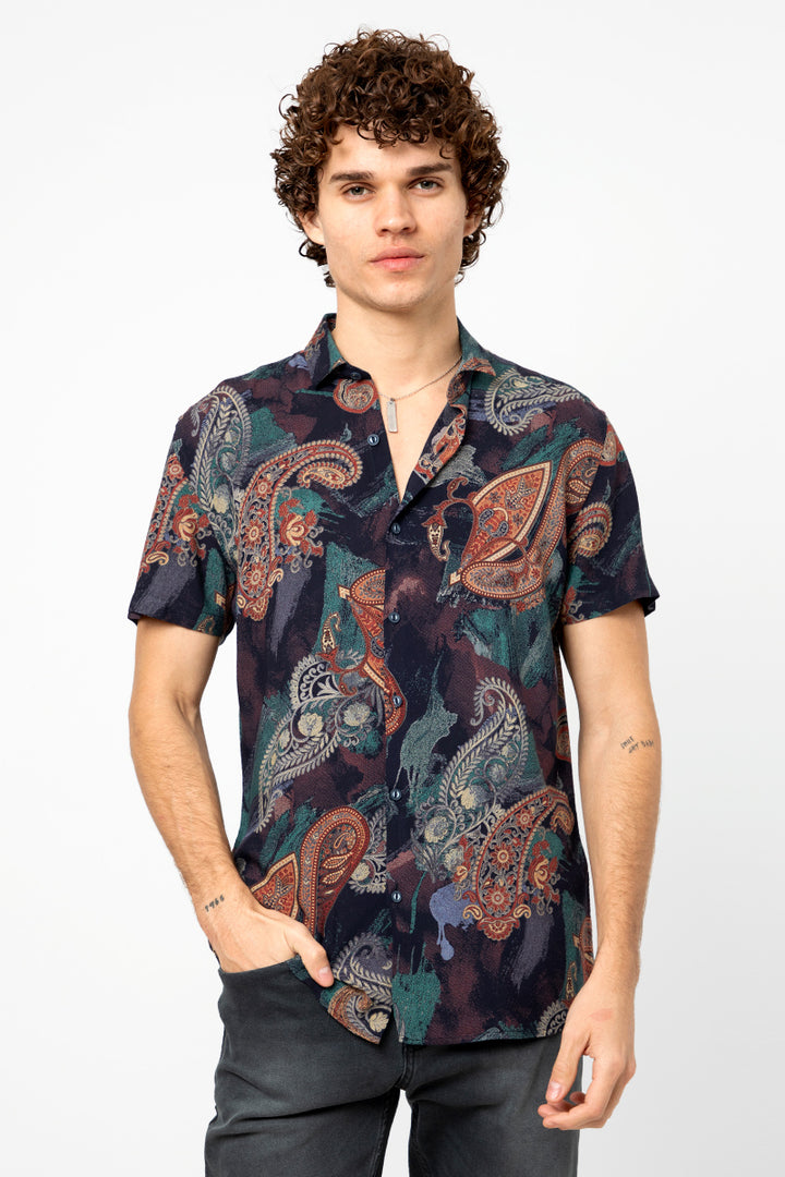 Maroon Paisley Print Bold Shirt - SNITCH